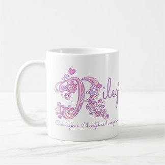 Taza De Café Nombre de Riley que significa flor cardíaca o mugr