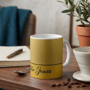 Taza De Café Nombre de secuencia de textura dorada minimalista