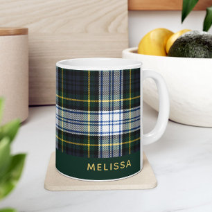 Taza De Café Nombre de Tartán de Plaid Personalizado del Clan G