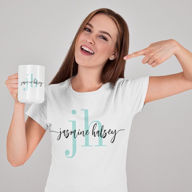 Taza De Café Nombre de tendencia simple e iniciales (Subido por el creador)