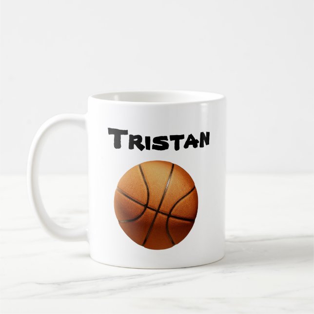 Taza De Café Nombre de Tristan con baloncesto Naranja, tazón de (Izquierda)