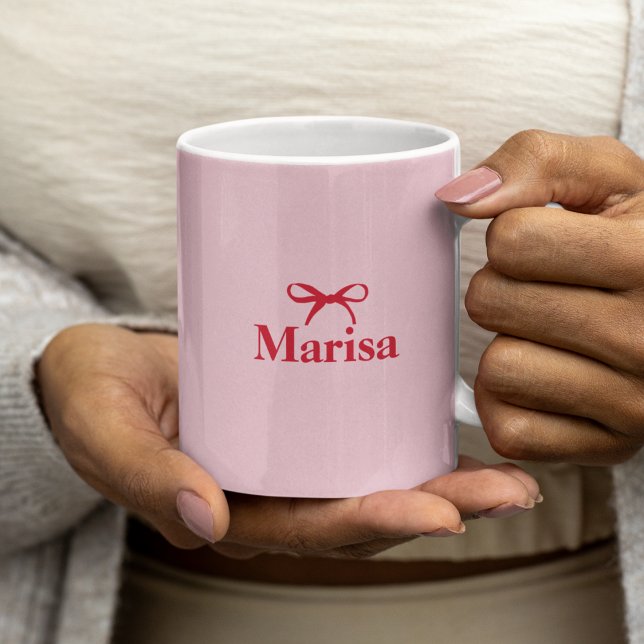 Taza De Café Nombre de vaca rosa y rojo personalizado (Subido por el creador)