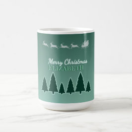 Taza De Café Nombre de vacaciones de trineo de hoja perenne res