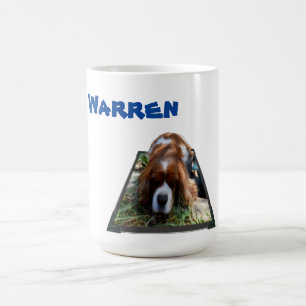 Taza De Café Nombre De Warren Con Perro Cavalier, Café Mug