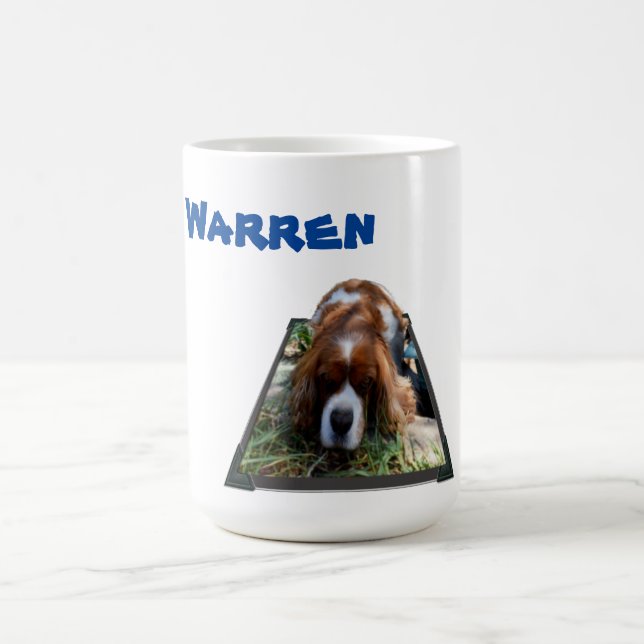 Taza De Café Nombre De Warren Con Perro Cavalier, Café Mug (Centro)