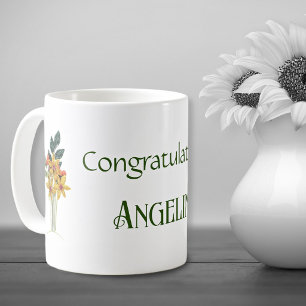 Taza De Café Nombre decorativo flores de papel enrollado para c
