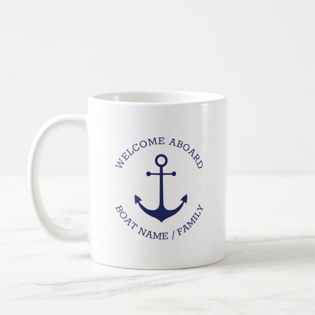 Taza De Café Nombre del barco del Personalizado del Ancla Náuti (Izquierda)