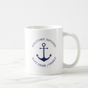 Taza De Café Nombre del barco personalizado Bienvenido Aboard a