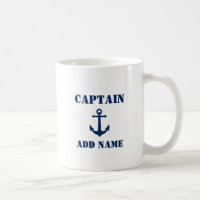 Nombre del capitán azul del ancla de vintage o nom