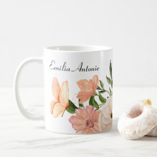 Taza De Café Nombre del cliente de color floral