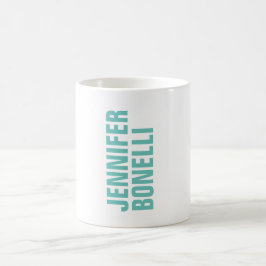 Taza De Café Nombre del complemento blanco azul minimalista