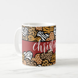 Taza De Café Nombre del Corazón de Impresión Animal Girly Red P