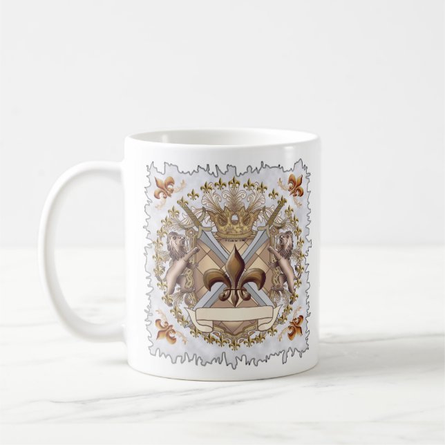 Taza De Café Nombre del escudo de Lion Griffin (Izquierda)