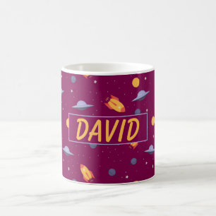 Taza De Café nombre del espacio de patrón naranja rojo