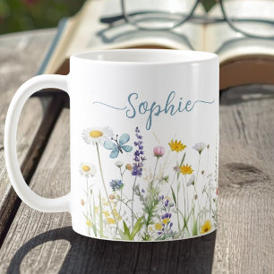 Taza De Café Nombre del guión del Personalizado Wildflowers