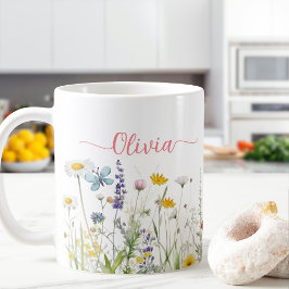 Taza De Café Nombre del guión del Personalizado Wildflowers