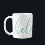 Taza De Café Nombre del guión Personalizado personalizado Aqua<br><div class="desc">Una magnífica taza con un nombre personalizado en un estilo moderno y elegante. En azul verdoso y blanco. Maravilloso como el día de la madre,  las vacaciones,  el cumpleaños,  el calentamiento de la casa o el regalo de la dama de honor.</div>