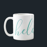 Taza De Café Nombre del guión Personalizado personalizado Aqua<br><div class="desc">Una magnífica taza con un nombre personalizado en un estilo moderno y elegante. En azul verdoso y blanco. Maravilloso como el día de la madre,  las vacaciones,  el cumpleaños,  el calentamiento de la casa o el regalo de la dama de honor.</div>