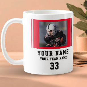Taza De Café Nombre del jugador rojo número equipo foto