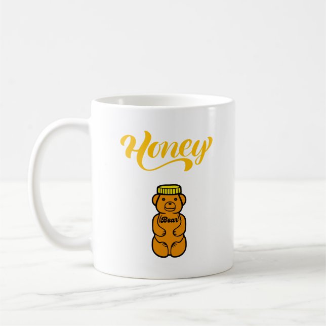 Taza De Café Nombre del mascota del oso de miel (Izquierda)