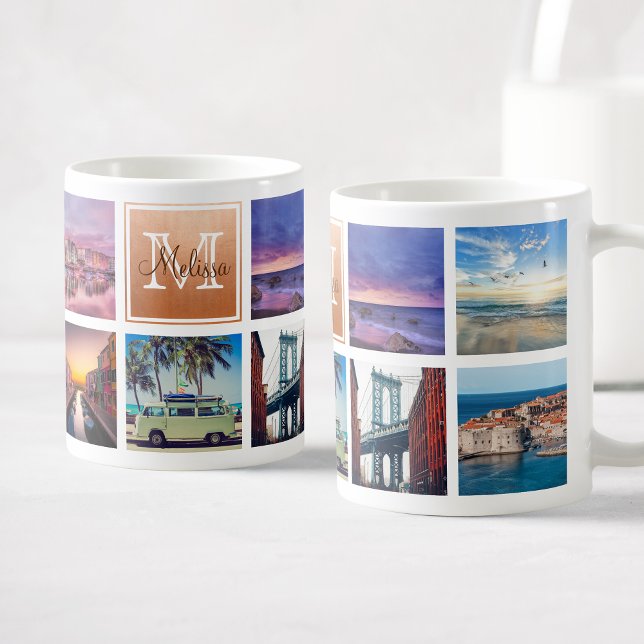 Taza De Café Nombre del monograma del Collage de fotos de moda  (Subido por el creador)