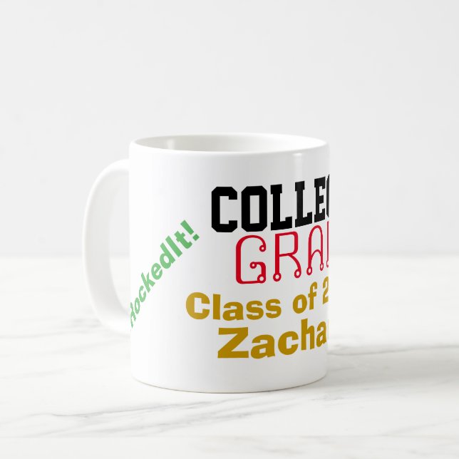 Taza De Café NOMBRE DEL Mundo de Clase de Grado Universitario d (Anverso izquierdo)