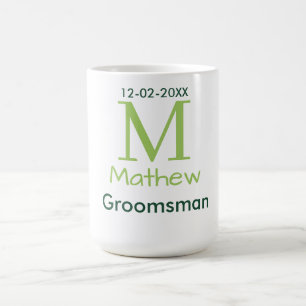 Taza De Café nombre del padrino verde masculino fecha letra pas