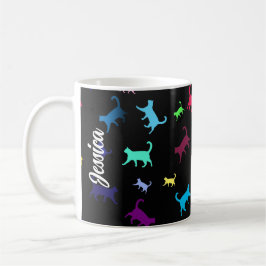Taza De Café Nombre del patrón arcoiris Monograma Gatos