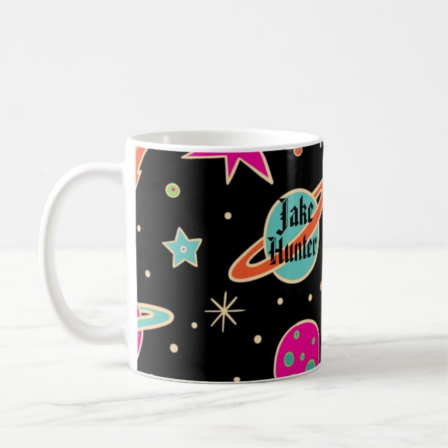 Taza De Café Nombre del patrón de cohete espacial para niños de (Izquierda)