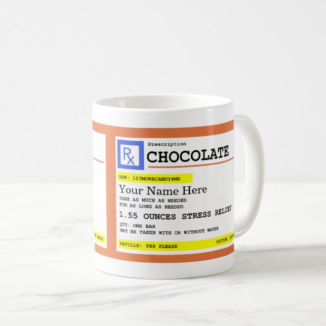 Taza De Café Nombre del Personalizable de chocolate con receta  (Anverso derecho)