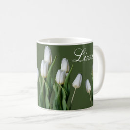 Taza De Café Nombre del personalizable Lizzie flores de tulipan