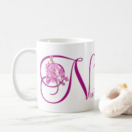 Taza De Café Nombre del personalizable Nicole Monograma floral 