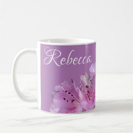 Taza De Café Nombre del personalizable Rebecca floral morado bo