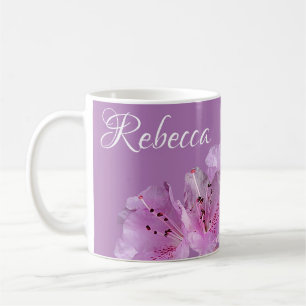 Taza De Café Nombre del personalizable Rebecca floral morado bo
