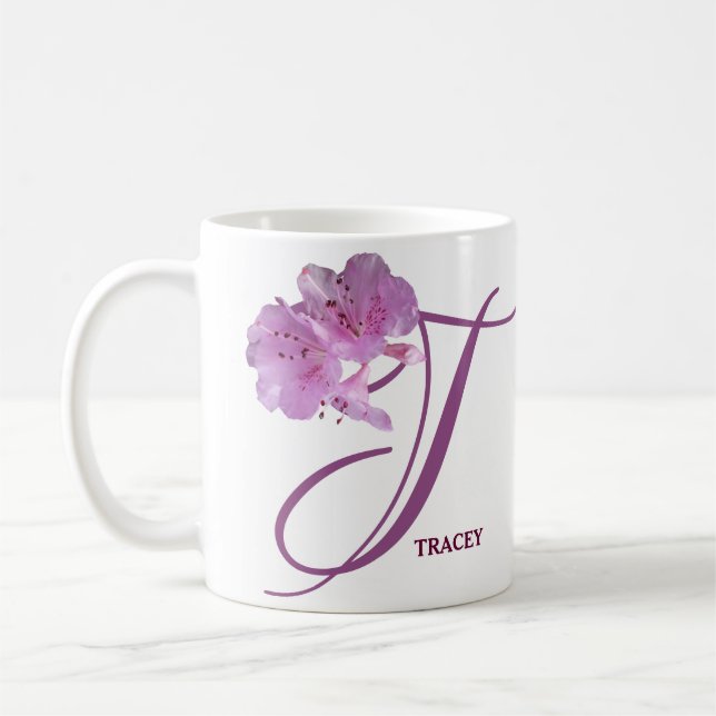 Taza De Café Nombre del personalizable Tracey bonito rosa rosa  (Izquierda)