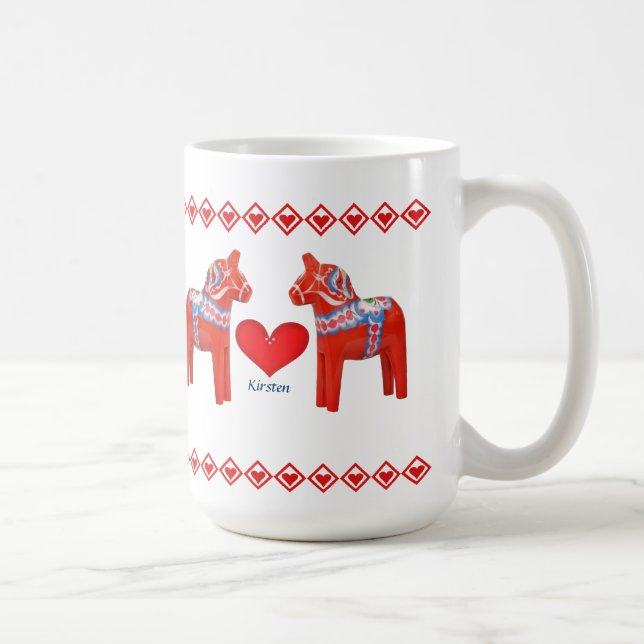 Taza De Café Nombre del personalizado de los corazones del (Derecha)