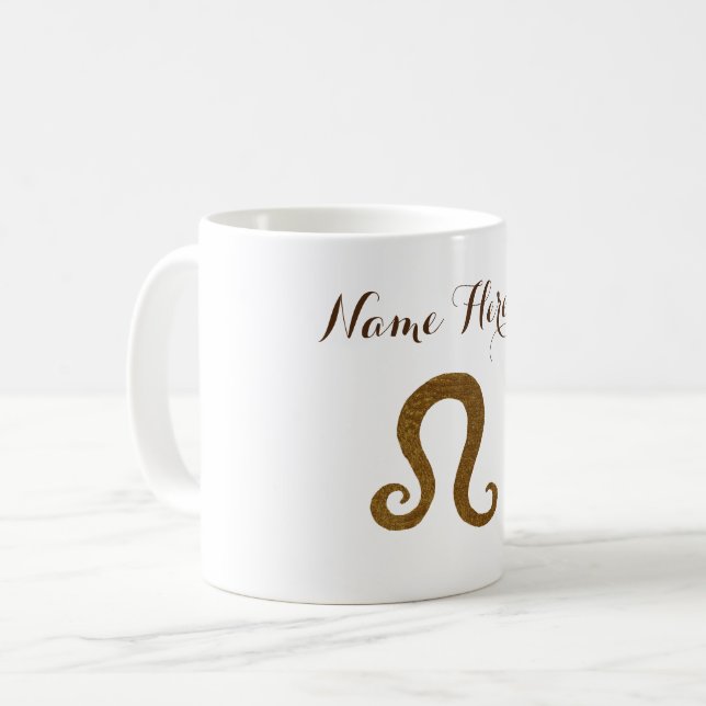 Taza De Café Nombre del personalizado del oro del Rótulo de Leo (Anverso izquierdo)