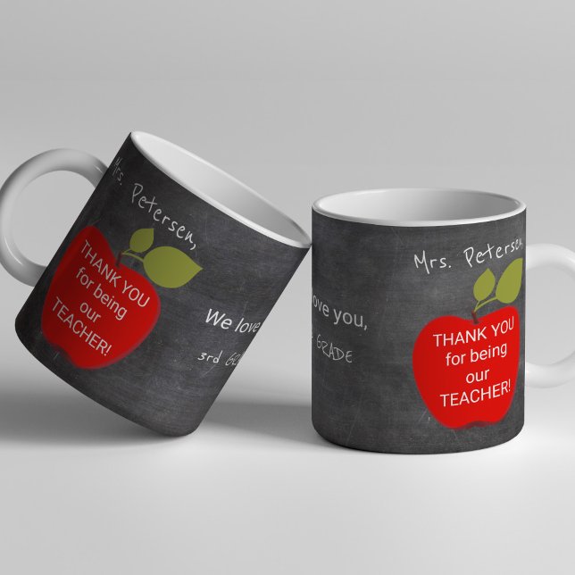Taza De Café Nombre del profesor | La pizarra de manzanas rojas (Subido por el creador)
