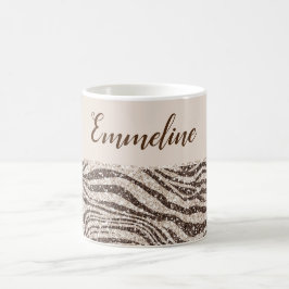 Taza De Café Nombre del Purpurina Rubor Zebra de crema marrón c
