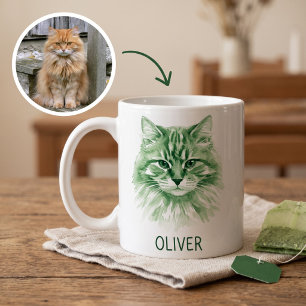 Taza De Café Nombre del retrato de mascota en acuarela colorido