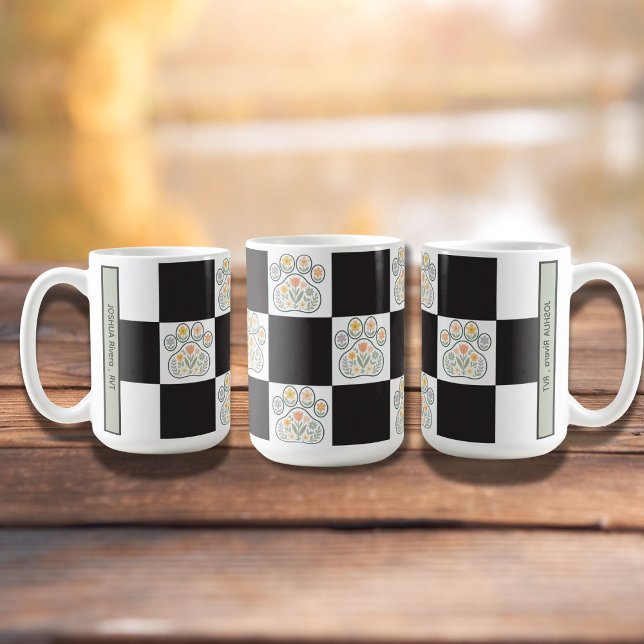 Taza De Café Nombre del tablero de ajedrez de la huella veterin (Subido por el creador)