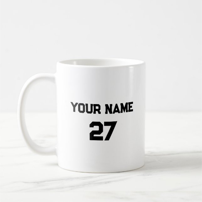Taza De Café Nombre deportivo y número personalizado (Izquierda)