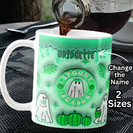 Taza De Café Nombre Efecto verde 3D Halloween Ghost Spookason