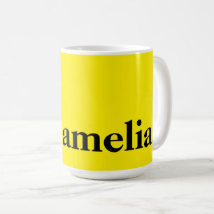 Taza De Café Nombre elegante de color sólido amarillo canario