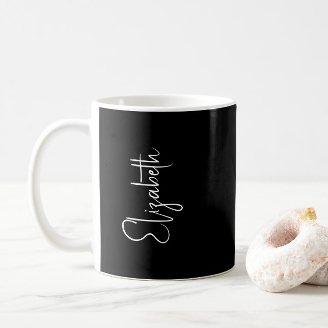 Taza De Café Nombre elegante del guión del tazón del café blanc (Con donut)