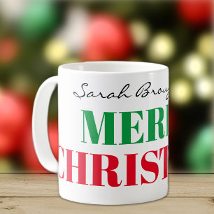 Taza De Café Nombre en Clásico de Feliz Navidad 11oz