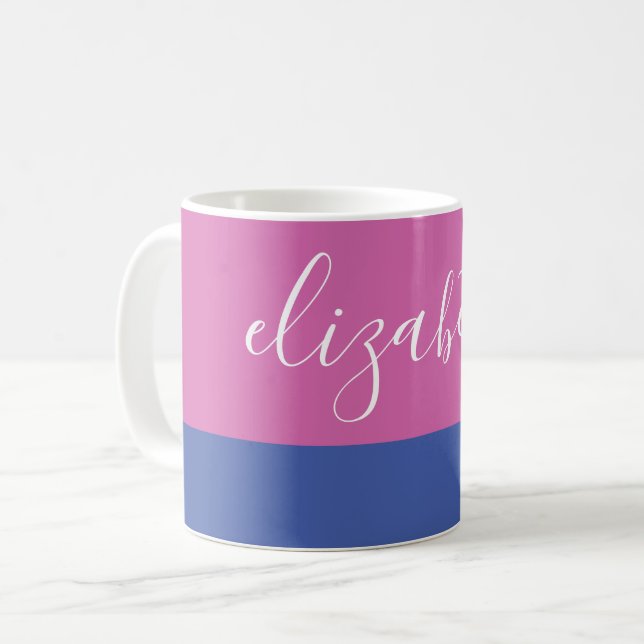 Taza De Café Nombre en script | Bloque de color (Anverso izquierdo)
