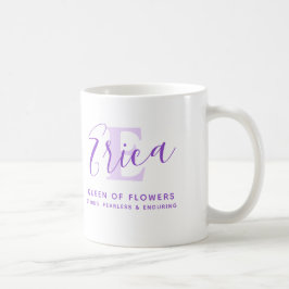 Taza De Café Nombre Erica que significa monograma E púrpura