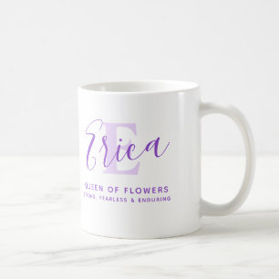 Taza De Café Nombre Erica que significa monograma E púrpura