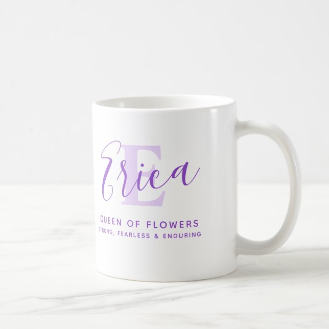 Taza De Café Nombre Erica que significa monograma E púrpura (Derecha)